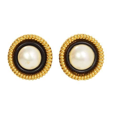 vintage chanel earrings pearl|chanel classic pearl earrings.